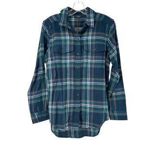 Eddie Bauer Freemont Flannel Womens Size S Green Plaid Long Sleeve Outdoor Top